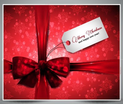 Red Christmas present cards vector 01  