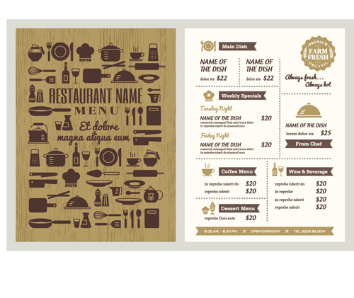 Restaurant menu template vintage vector 04  