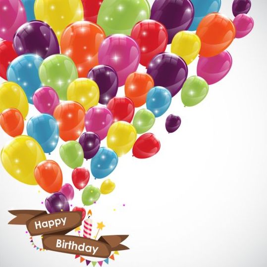 Band Geburtstagsbanner mit bunten Luftballons Vektor 01  