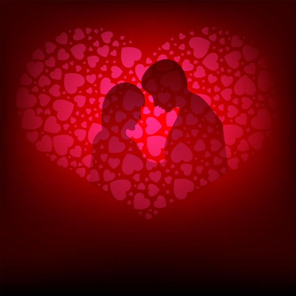 Romantic valentine day card with lovers vector material 12  