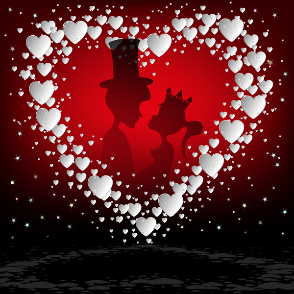Romantische Valentinstagkarte mit Liebhabervektormaterial 13  