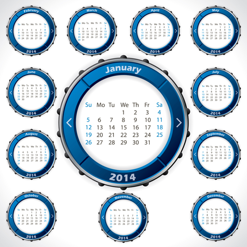 Creative round calendars 2014 vector 02  