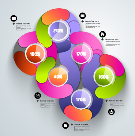 Round colored infographics and diagram vector template 03  
