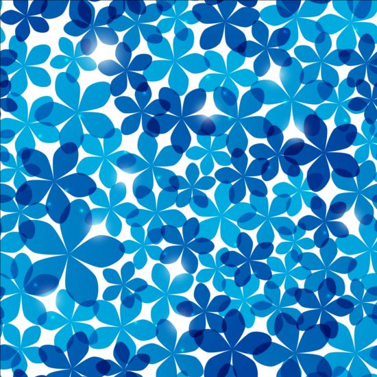Sömlös mönster med blå blommig vektor 02  