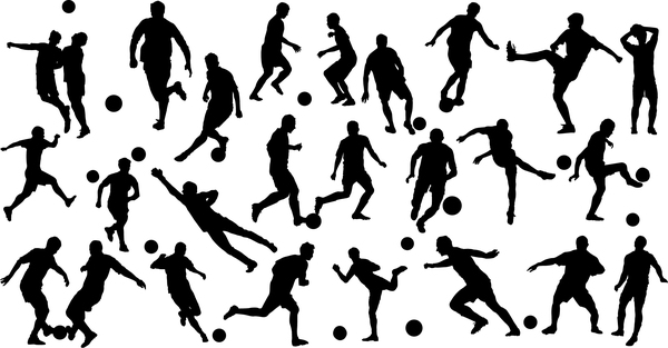 Set of football play silhouette vector 02  