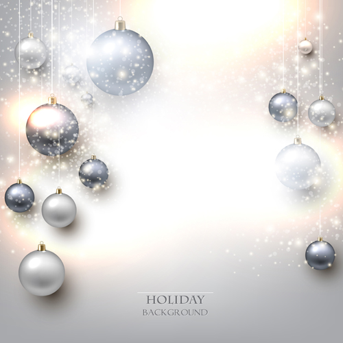 Shiny holiday baubles vector background 02  