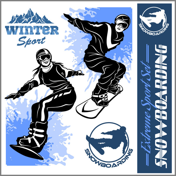 Snowboarding affiche le modèle de conception de vecteur 08  
