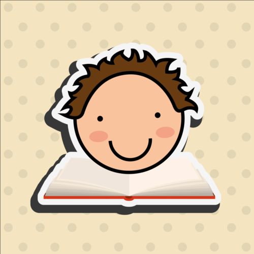 Student with book vector sticker 01  