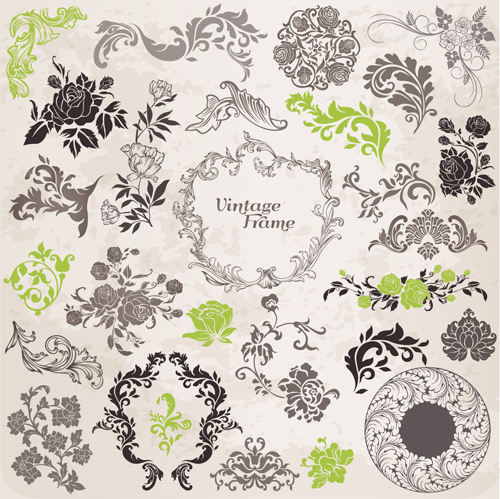 Vintage frames & lace vector 01  