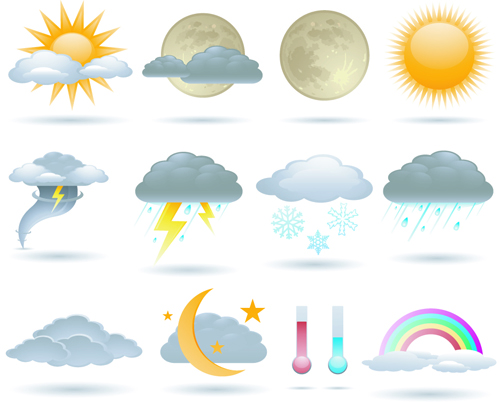 Different Weather icons vector set 01  