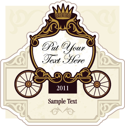 Wedding invitation with Carriage design vector 05  