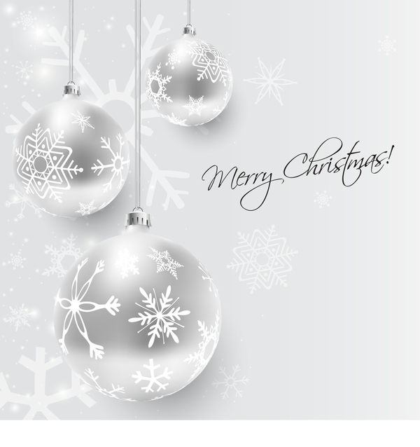 White christmas ball decor with xmas background vector  