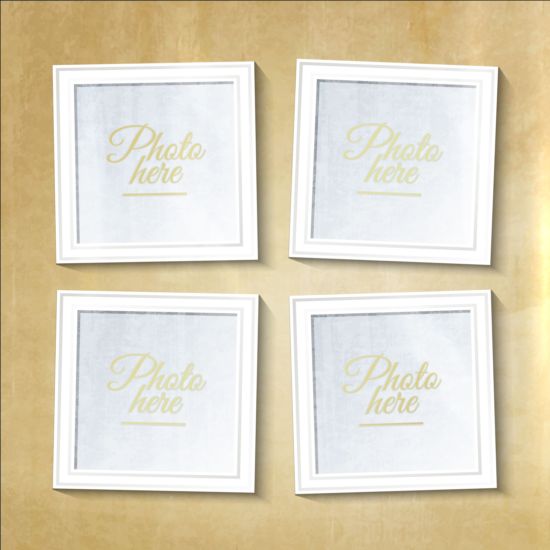 White photo frame with beige wall vector 01  