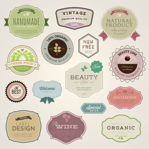 Wine with food invitation labels vintage vector  