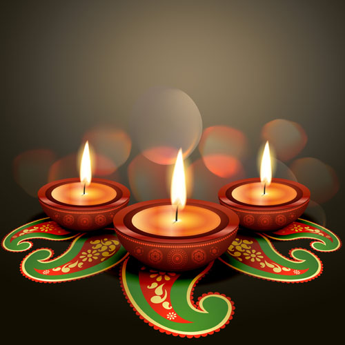 Burning candles vector background art 04  