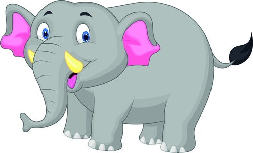 lovely cartoon elephant vector material 08  