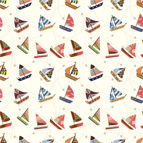 Different Nautical pattern vector set 04  