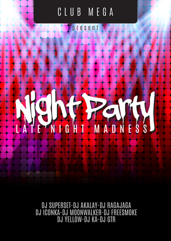 Nacht Party Flyer Vorlage Vektor Material 04  