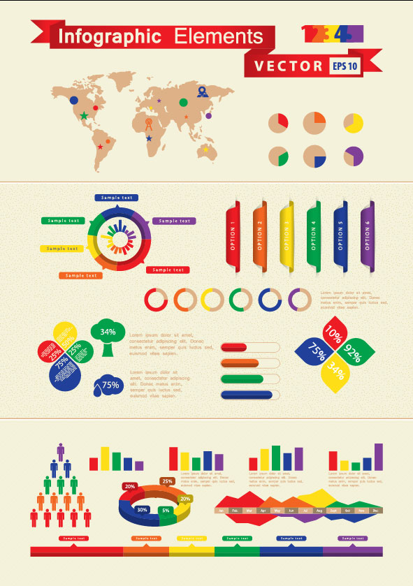 Set of Infographics and chart elements vector 02  