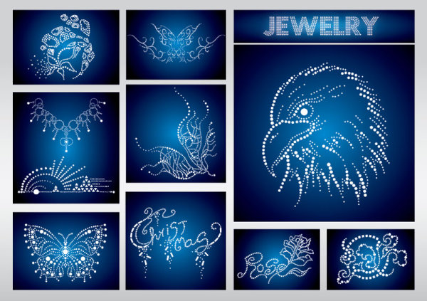 Set of Jewels painting vector  