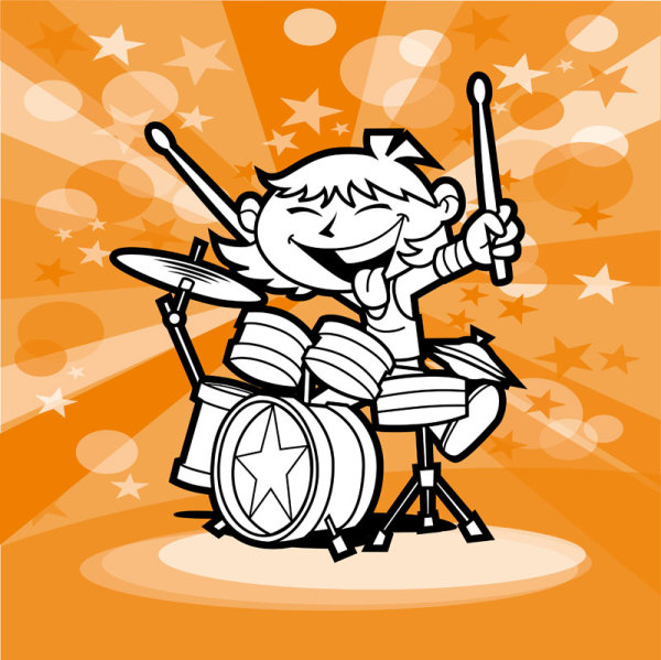 Cartoon People with music design vector 02  