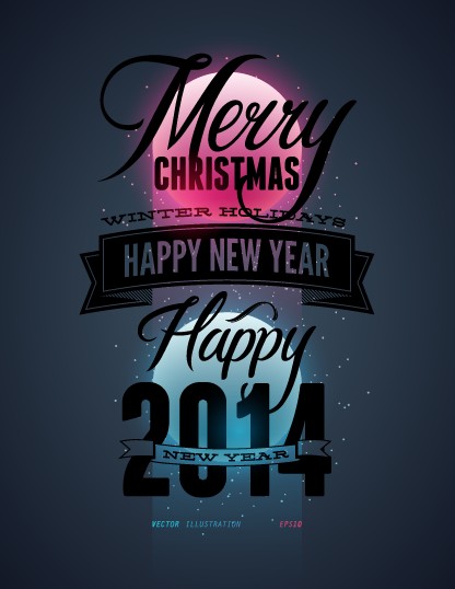 2014 Merry Christmas Poster design elements vector 04  