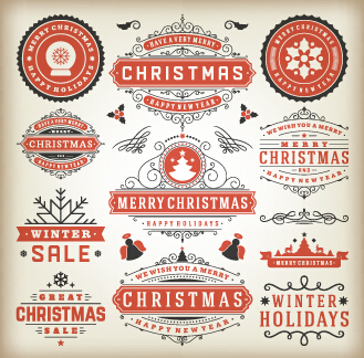 2015 Christmas sales labels vintage vector 02  