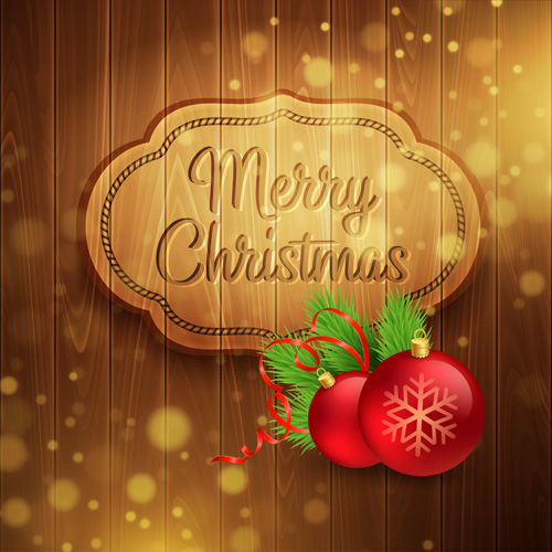 2016 Christmas wooden background vectors 03  