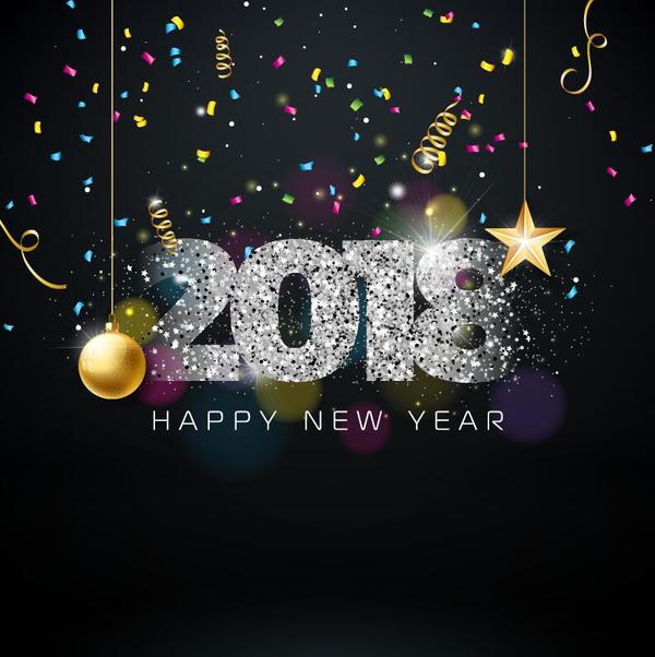 星の装飾ベクトルと2018年の新年の背景  