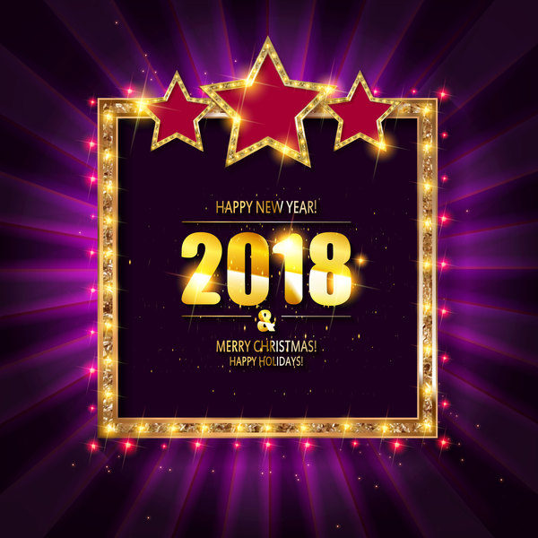 2018 nouvel an néon vecteurs vecteurs de fond 03  