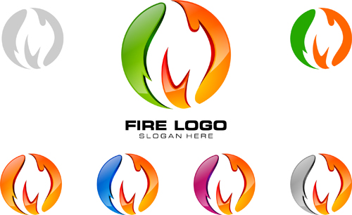 Abstract fire logos vector 01  