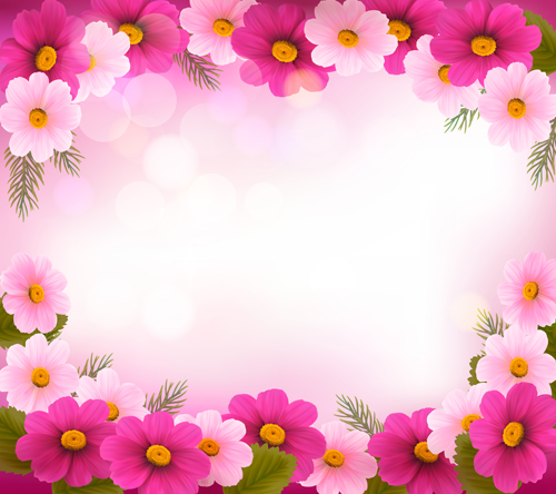 Beautiful flower frame vector graphics 01  