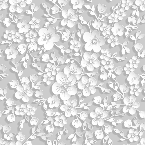 Beautiful paper flower seamless pattern vector 02  