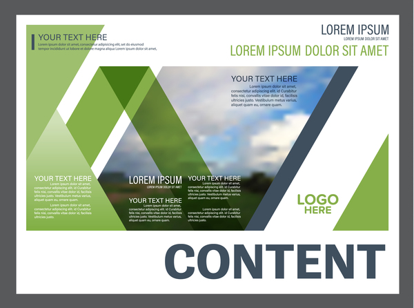 Bleu avec flyer de styles verts et modèle de brochure vecteur de couverture 14  