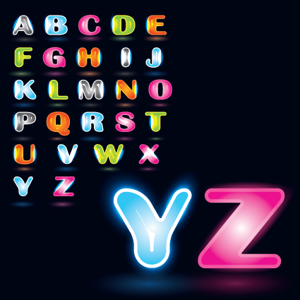 Various Bright colored alphabet design vector set 03  