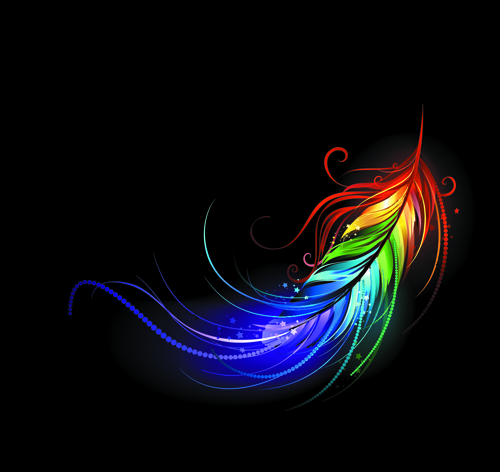 Bright colorful feather vector  