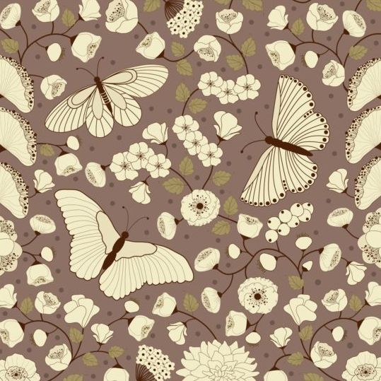 Butterflies with pattern vintage vector 03  