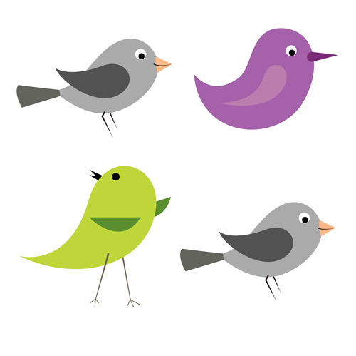 Cartoon birds icons vector and photoshop brushes  