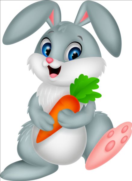 Cartoon rabbit with carrot vector  