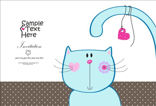 Cat card cute vector material  