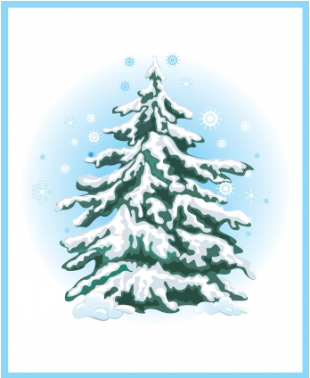 Simple Christmas tree with snow vector  
