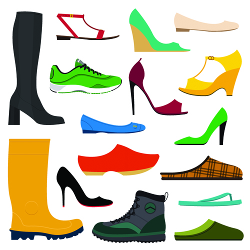 Classic woman shoes design vectors 01  