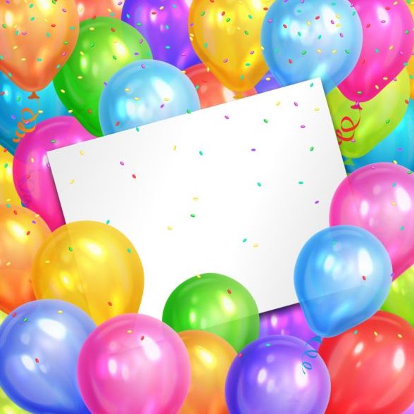 誕生日カード デザインのベクトルと色の風船  