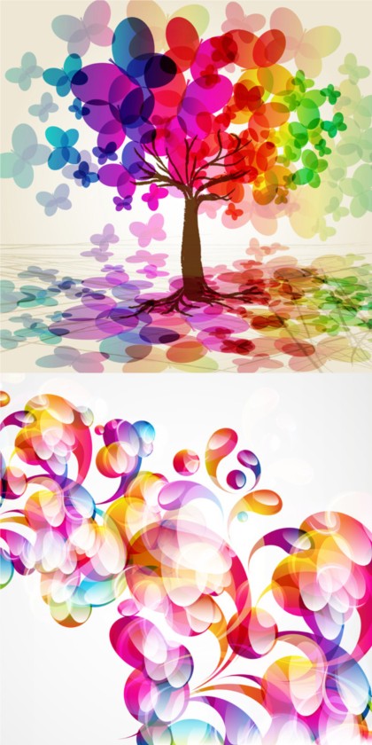 Colorful fantasy creative background vector set  