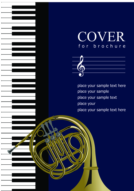 Music brochure Cover vector background 06  