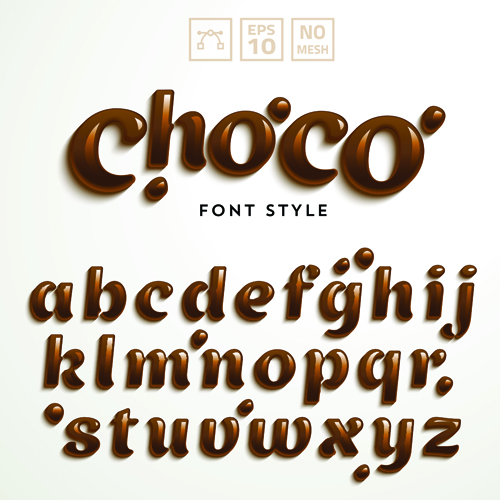 Creative choco alphabets vectors  