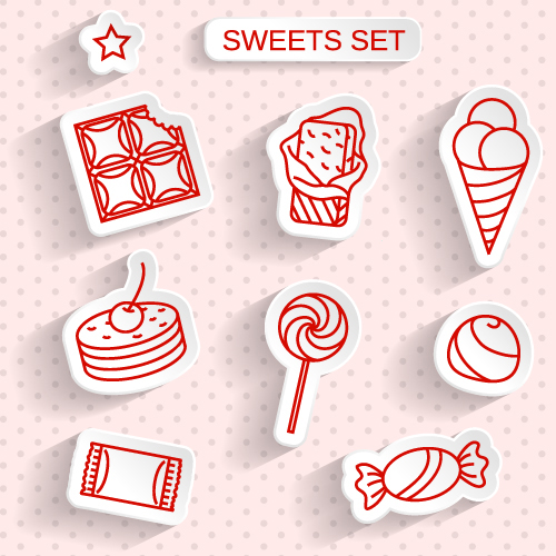 Cute sweet stickers vector  