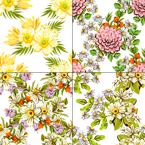 Elegance flowers pattern seamless vector material 03  