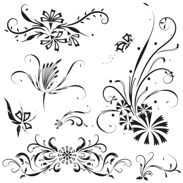 Elegant floral ornaments vector  
