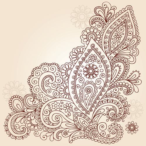 Vector graphic Flower ornaments Pattern 02  